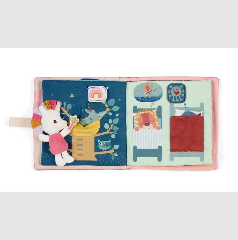 Libro interattivo per neonati a tema sogni con peluche unicorno, perfetto per scacciare gli incubi e adatto dai 12 mesi in su